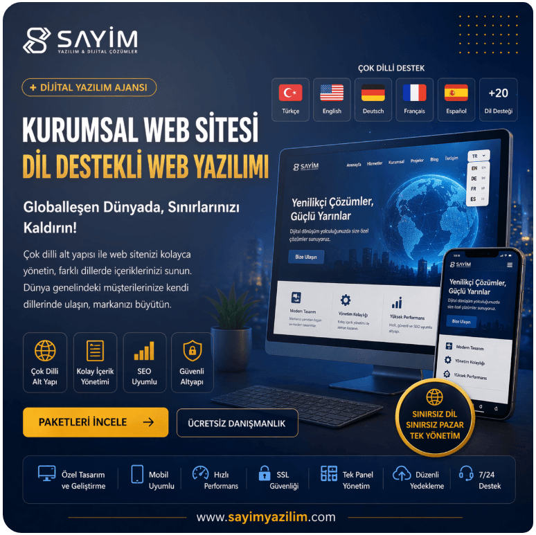 Kurumsal Firma Yazılımı (Dil Destekli ve Gelişmiş Özellikler)